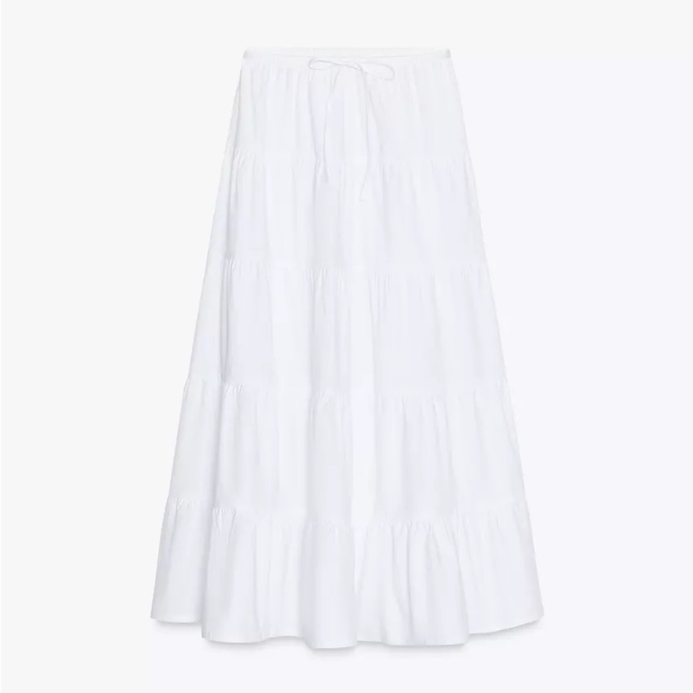 NWT Zara White Tiered Maxi Skirt